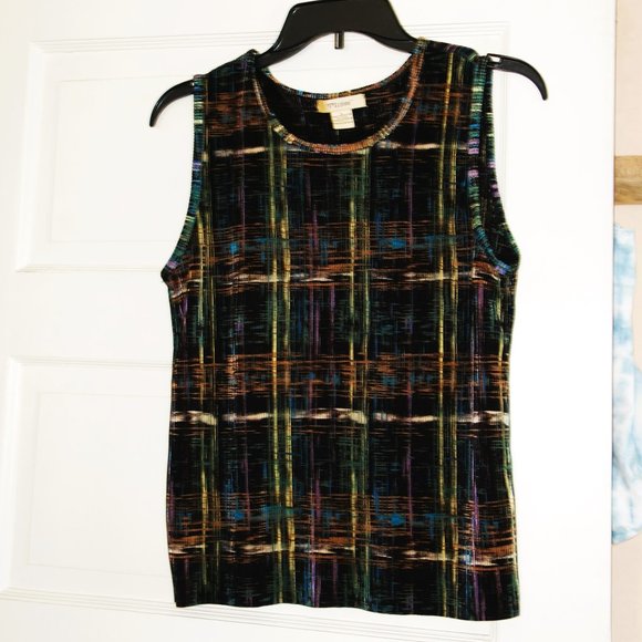 Plisse Black Mulicolor Tank Size Size L - Picture 1 of 5